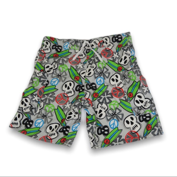 JOE BOXER skulls and peace signs swim trunk SZ 6/7 - Picture 1 of 8